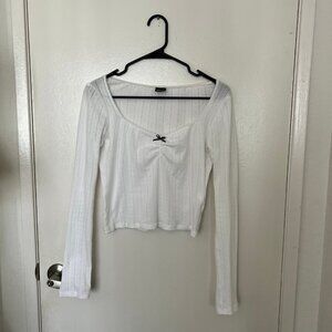 White Long Sleeve Top Scandinavian Style Womens Size S